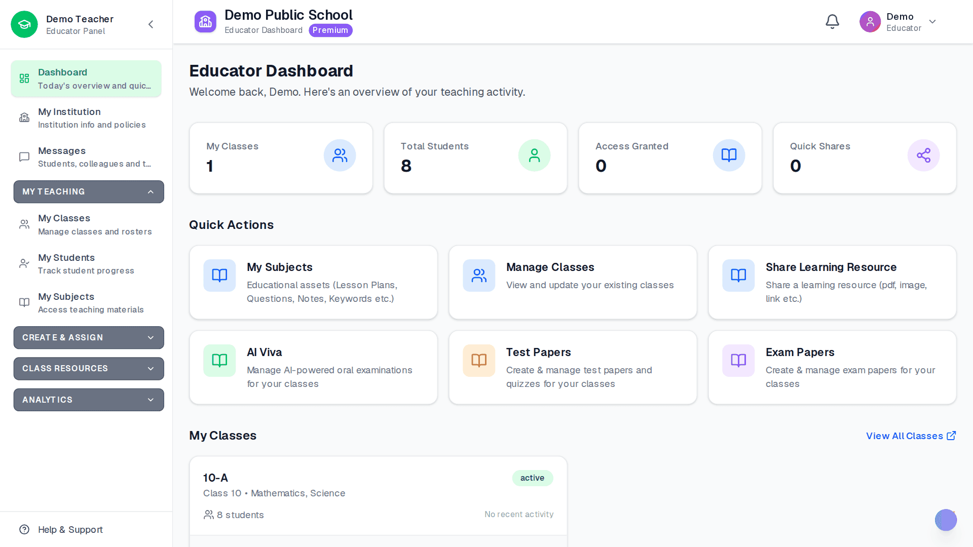 Apar AI LMS — the teacher dashboard
