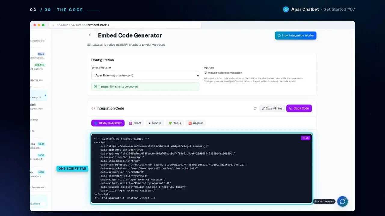 The HTML/JavaScript tab showing one script tag