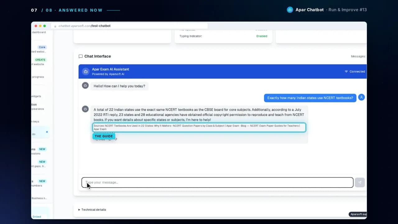 Test & Query now answering the question, with the guide named in the sources